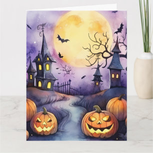 Halloween Night Jack O'Lanterns Bats Friedhof Karte