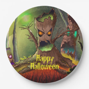 Halloween Night Monster Tree Pappteller