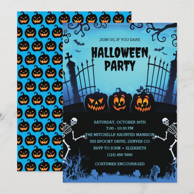 Halloween Night Party Einladung (Vorne/Hinten)