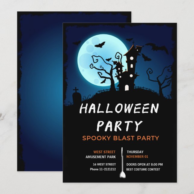 Halloween Night Party Einladung (Vorne/Hinten)