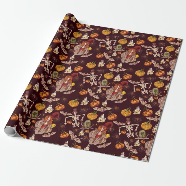 Halloween Night Pattern Geschenkpapier (Ungerollt)