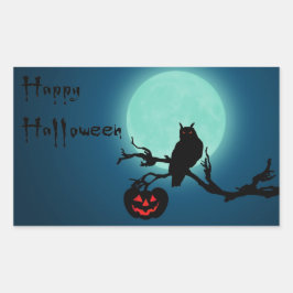 Halloween Night Pumpkin Owl Rechteckiger Aufkleber
