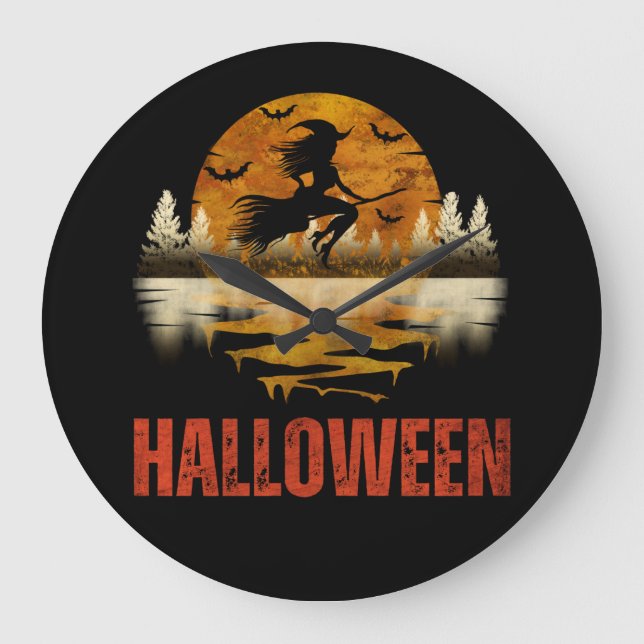 HALLOWEEN NIGHT WITCH GROßE WANDUHR (Vorderseite)
