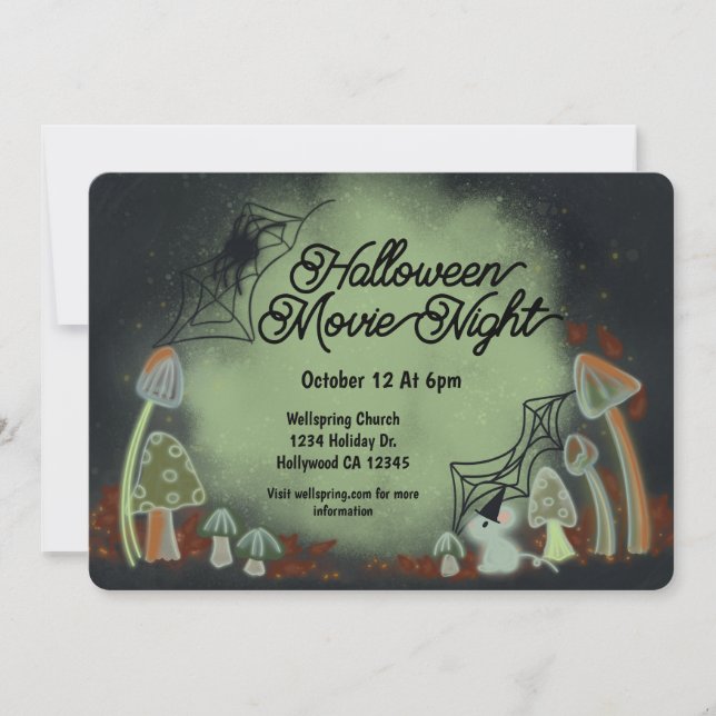 Halloween Night Woodland Glow Einladung (Vorderseite)