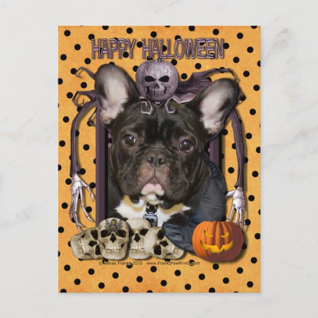 Halloween Nightmare - French Bulldog - Aquamarin Postkarte (Vorderseite)