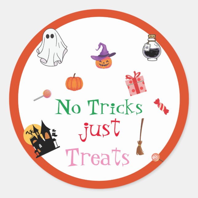 Halloween No Tricks Nur Leckereien unheimliche Kür Runder Aufkleber (Vorderseite)