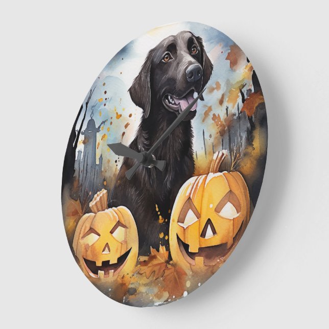 Halloween Nova Scotia mit Pumpkins Beängstigend Große Wanduhr (Winkel)