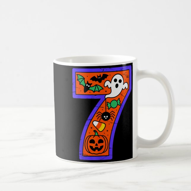 Halloween Number 7 Birthday Pumpkin Ghost Sder Can Kaffeetasse (Rechts)