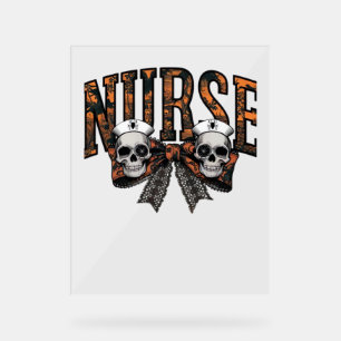 Halloween Nurse Beängstigend Coquette Bow Classic Acrylschild