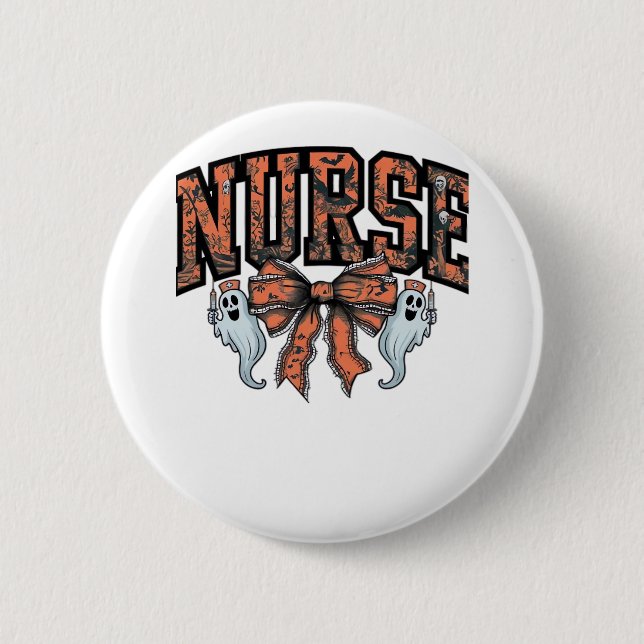 Halloween Nurse Beängstigend Coquette Bow Classic  Button (Vorderseite)