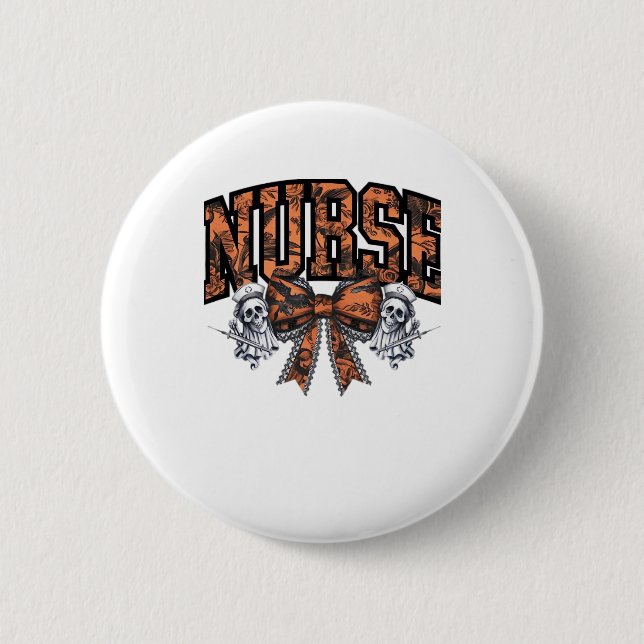 Halloween Nurse Beängstigend Coquette Bow Classic  Button (Vorderseite)