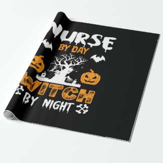 Halloween Nurse by Day Hexe by Night Birthday Geschenkpapier