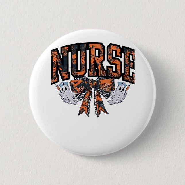 Halloween Nurse Coquette Bow Fall Classic T - Shir Button (Vorderseite)