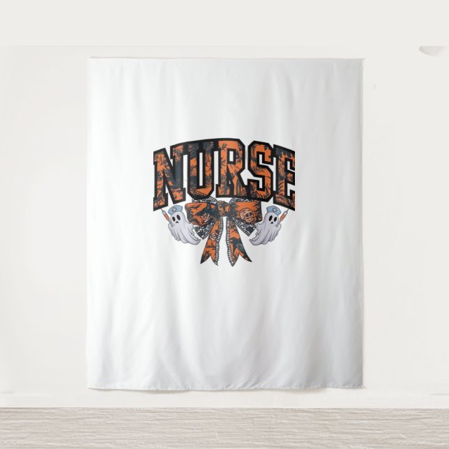 Halloween Nurse Coquette Bow Fall Classic T - Shir Wandteppich (Vorderseite)