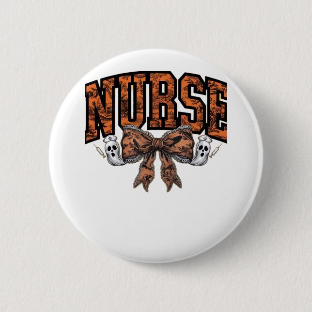 Halloween Nurse Coquette Bow Spooky Classic T-Shir Button (Vorderseite)