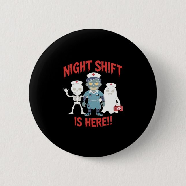 Halloween Nurse Funny Ghost Skeleton Zombie Essent Button (Vorderseite)
