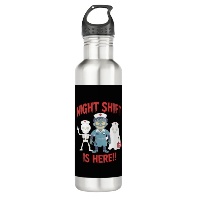Halloween Nurse Funny Ghost Skeleton Zombie Essent Edelstahlflasche (Vorderseite)