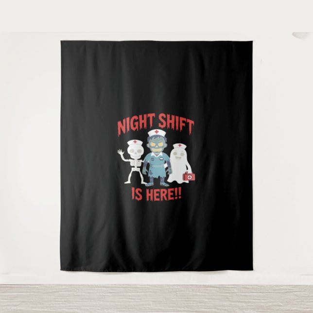 Halloween Nurse Funny Ghost Skeleton Zombie Essent Wandteppich (Vorderseite)