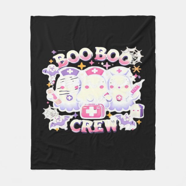 Halloween Nurse Ghost Squad Boo Boo Crew Funny Spi Fleecedecke (Vorderseite)