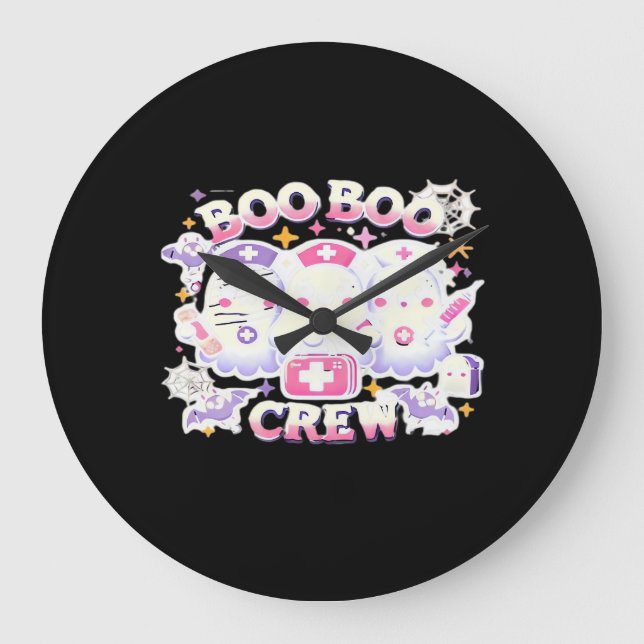 Halloween Nurse Ghost Squad Boo Boo Crew Funny Spi Große Wanduhr (Vorderseite)