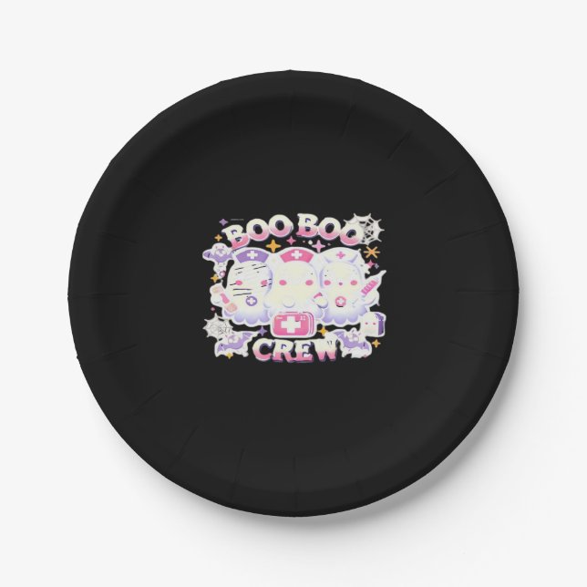 Halloween Nurse Ghost Squad Boo Boo Crew Funny Spi Pappteller (Vorderseite)