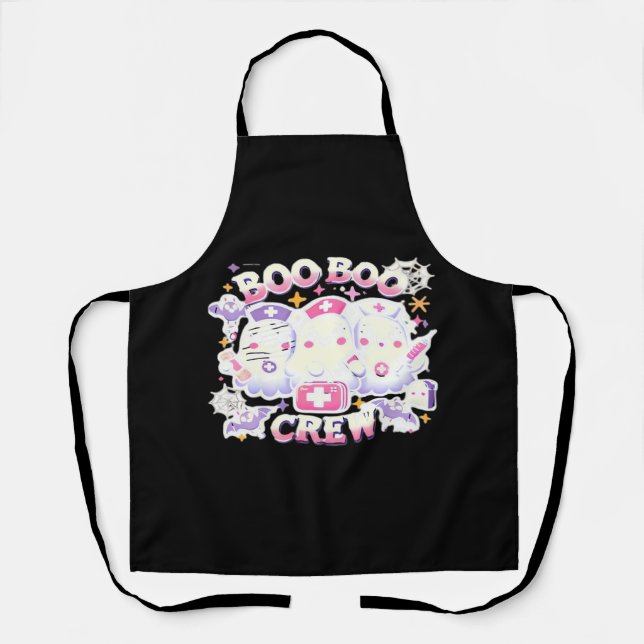 Halloween Nurse Ghost Squad Boo Boo Crew Funny Spi Schürze (Vorderseite)