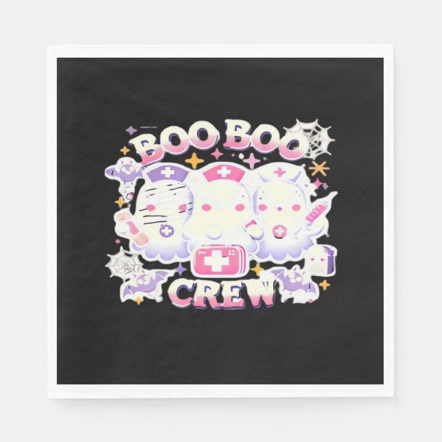 Halloween Nurse Ghost Squad Boo Boo Crew Funny Spi Serviette (Vorderseite)
