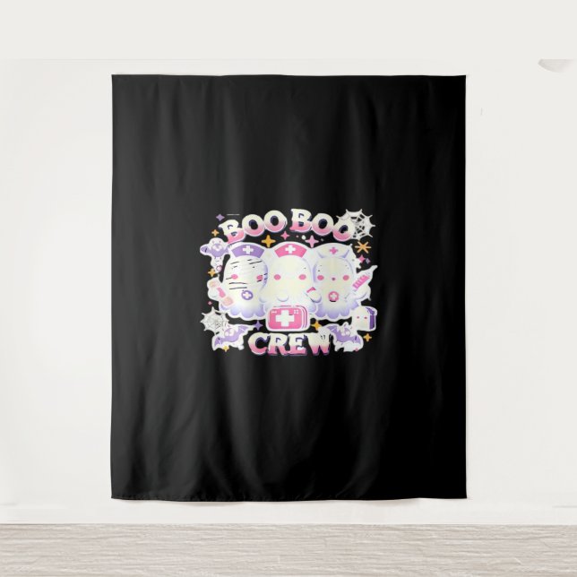 Halloween Nurse Ghost Squad Boo Boo Crew Funny Spi Wandteppich (Vorderseite)