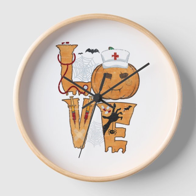 Halloween Nurse Gift Uhr (Vorderseite)