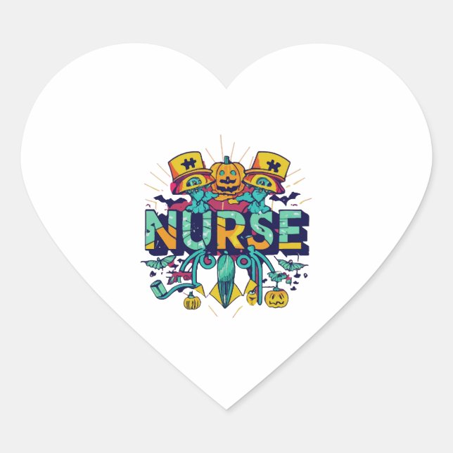 HALLOWEEN NURSE Herz-Aufkleber (Vorderseite)