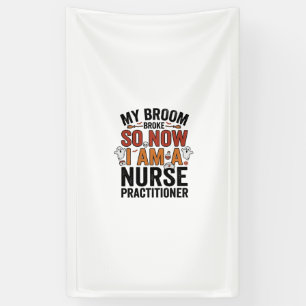 Halloween Nurse Practitioner Besen Zerbrochen Vint Banner