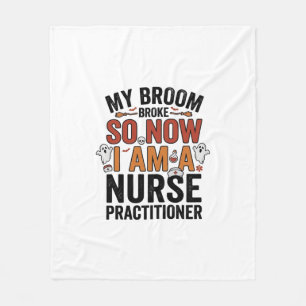 Halloween Nurse Practitioner Besen Zerbrochen Vint Fleecedecke