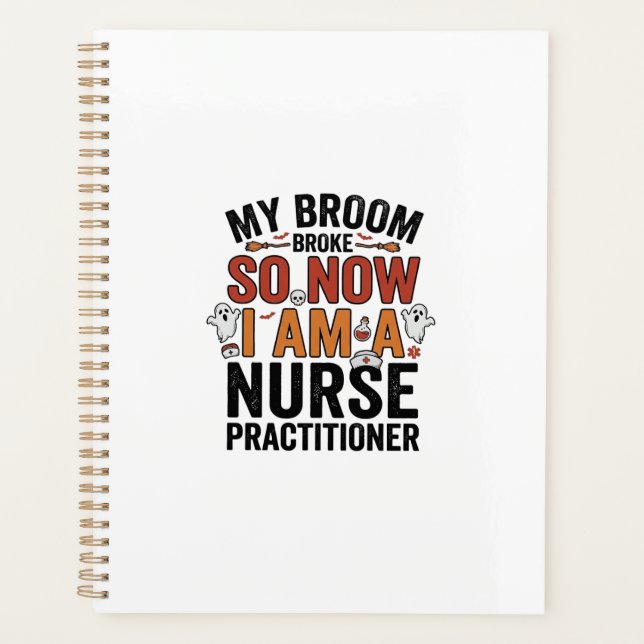 Halloween Nurse Practitioner Besen Zerbrochen Vint Planer (Vorderseite)