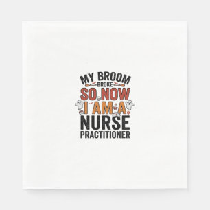 Halloween Nurse Practitioner Besen Zerbrochen Vint Serviette