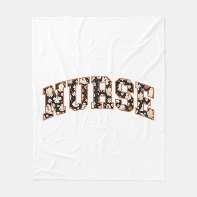 Halloween Nurse Retro Fall Saison Fleecedecke (Vorderseite)
