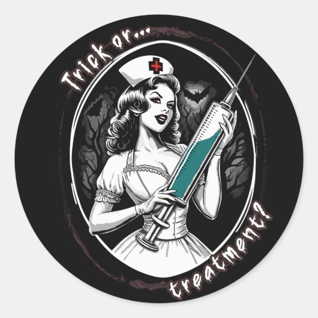 Halloween Nurse Runder Aufkleber (Vorderseite)
