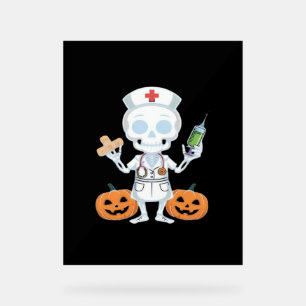 Halloween Nurse Skeleton Funny Joke Essential T-Sh Acrylschild