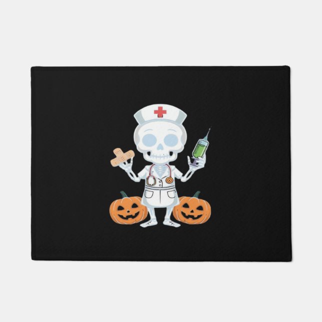 Halloween Nurse Skeleton Funny Joke Essential T-Sh Fußmatte (Vorderseite)