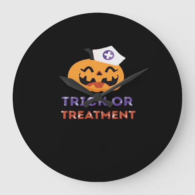 Halloween Nurse Trick oder Treatment Classic T - S Große Wanduhr (Vorderseite)