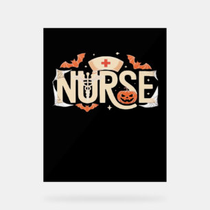 Halloween Nurse Typografie - Spooky Medical Design Acrylschild