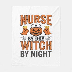 Halloween-Nurse-Zauberin bei Nacht Vintage-Shirt-D Fleecedecke