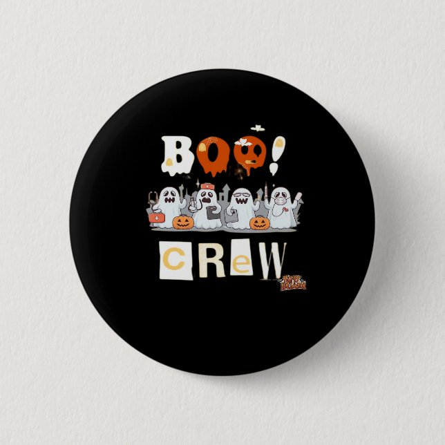 Halloween Nurses Boo Crew Classic T - Shirt Button (Vorderseite)