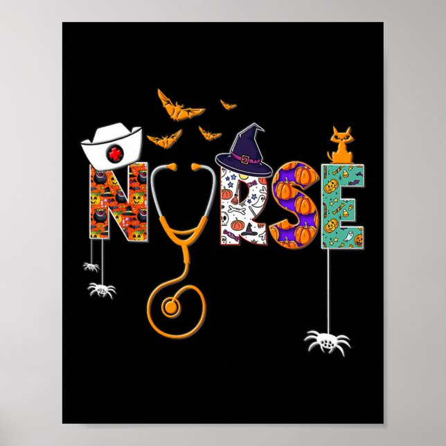 Halloween Nursing Niedlich Health Worker-Muster Poster (Vorne)