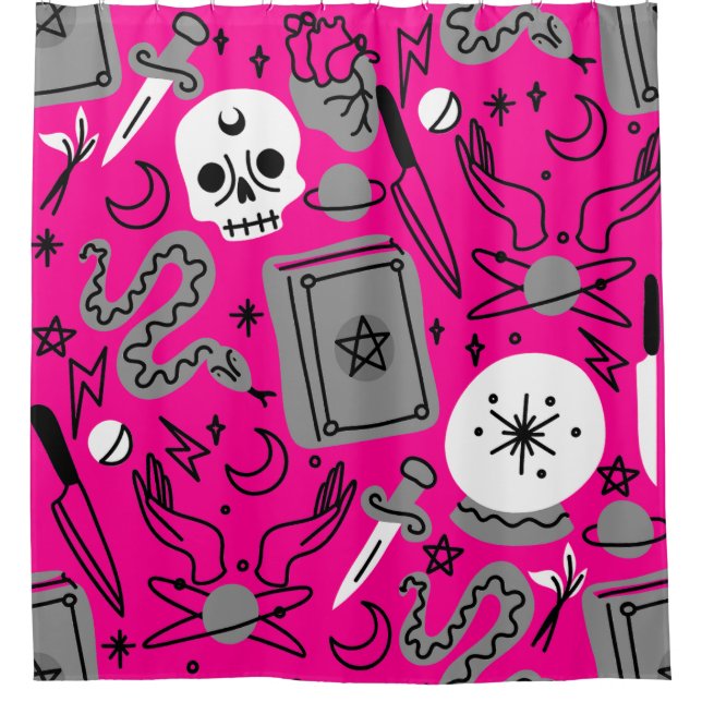 halloween occult magical mystical esoteric pink duschvorhang (Vorderseite)