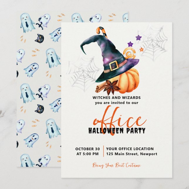 Halloween Office Party Business Corporate Pumpkin Einladung (Vorne/Hinten)