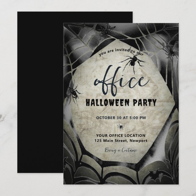 Halloween Office Party Business Corporate Spiders Einladung (Vorne/Hinten)