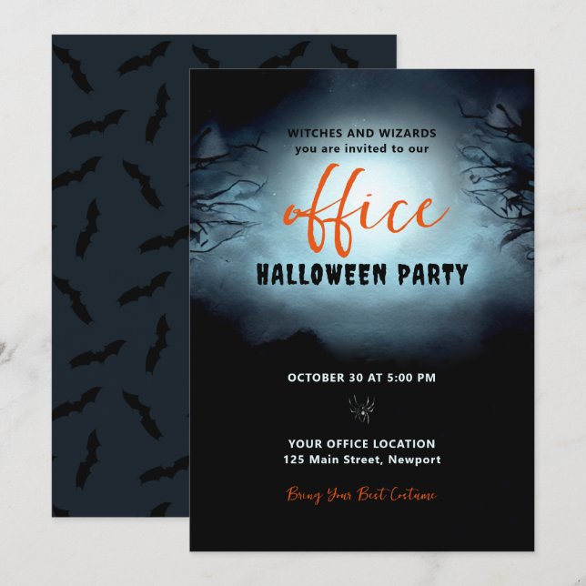 Halloween Office Party Business Corporate Spooky Einladung (Vorne/Hinten)