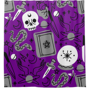 Halloween Okkult Magisch Mystisch Esoterik Lila Duschvorhang