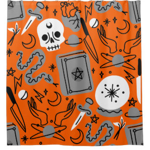 Halloween Okkult Magisch Mystisch Esoterisch Orang Duschvorhang