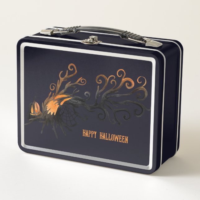 Halloween/Oktober/Herbst/Kürbisbaum Metall Brotdose (Vorderseite)